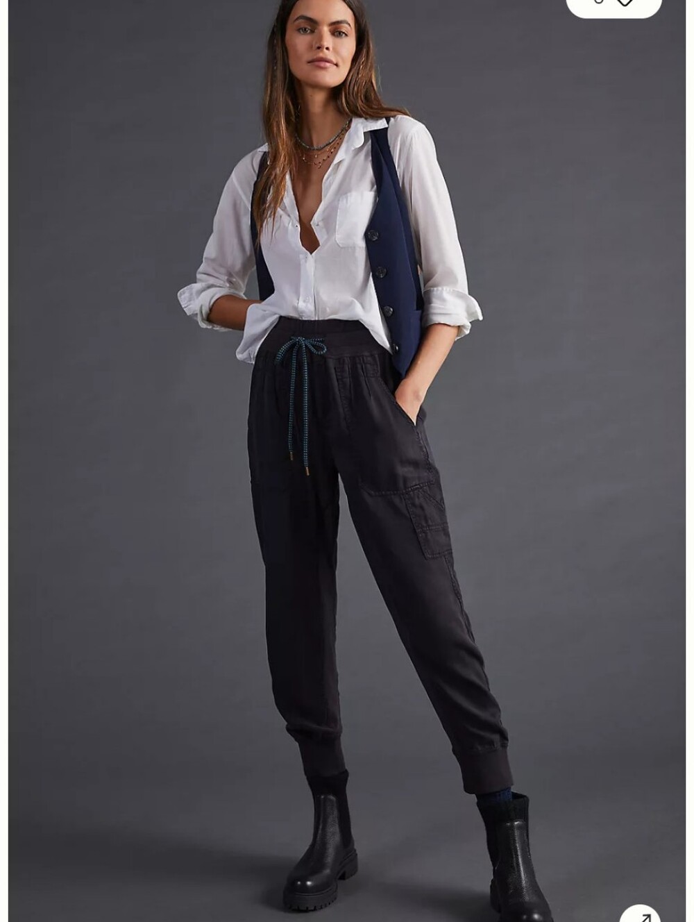 Anthropologie The Nomad Washed Black Cargo Drawstring Lyocell Joggers